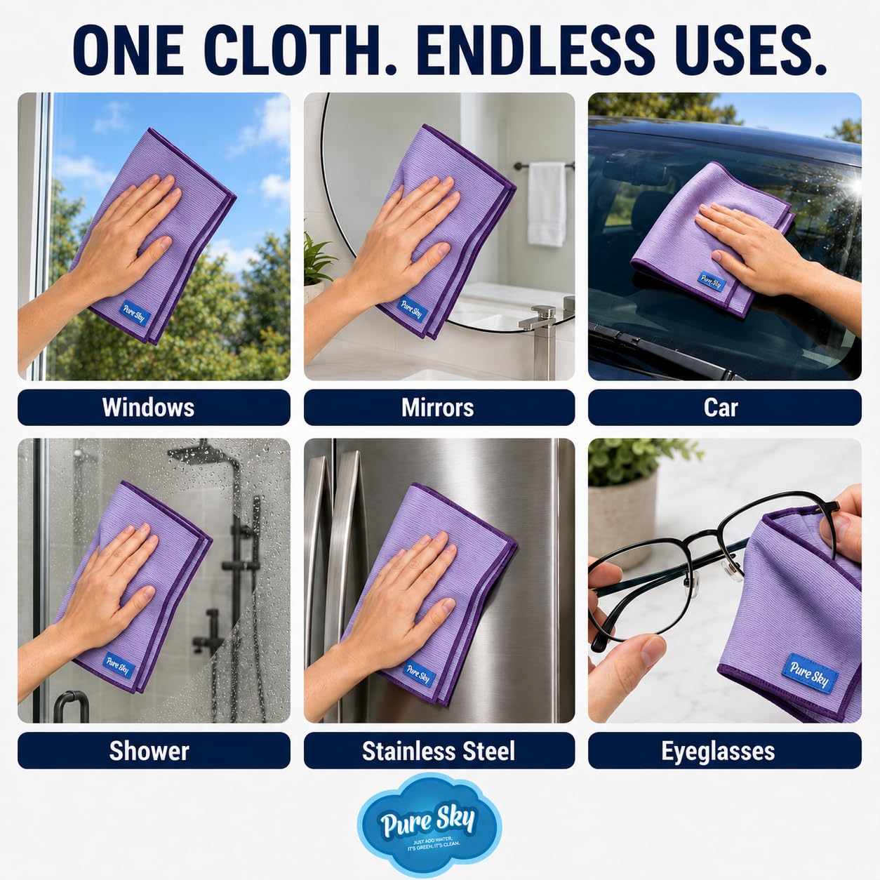 persik Pure-Sky Microfiber Cleaning Cloth - JUST ADD Water No